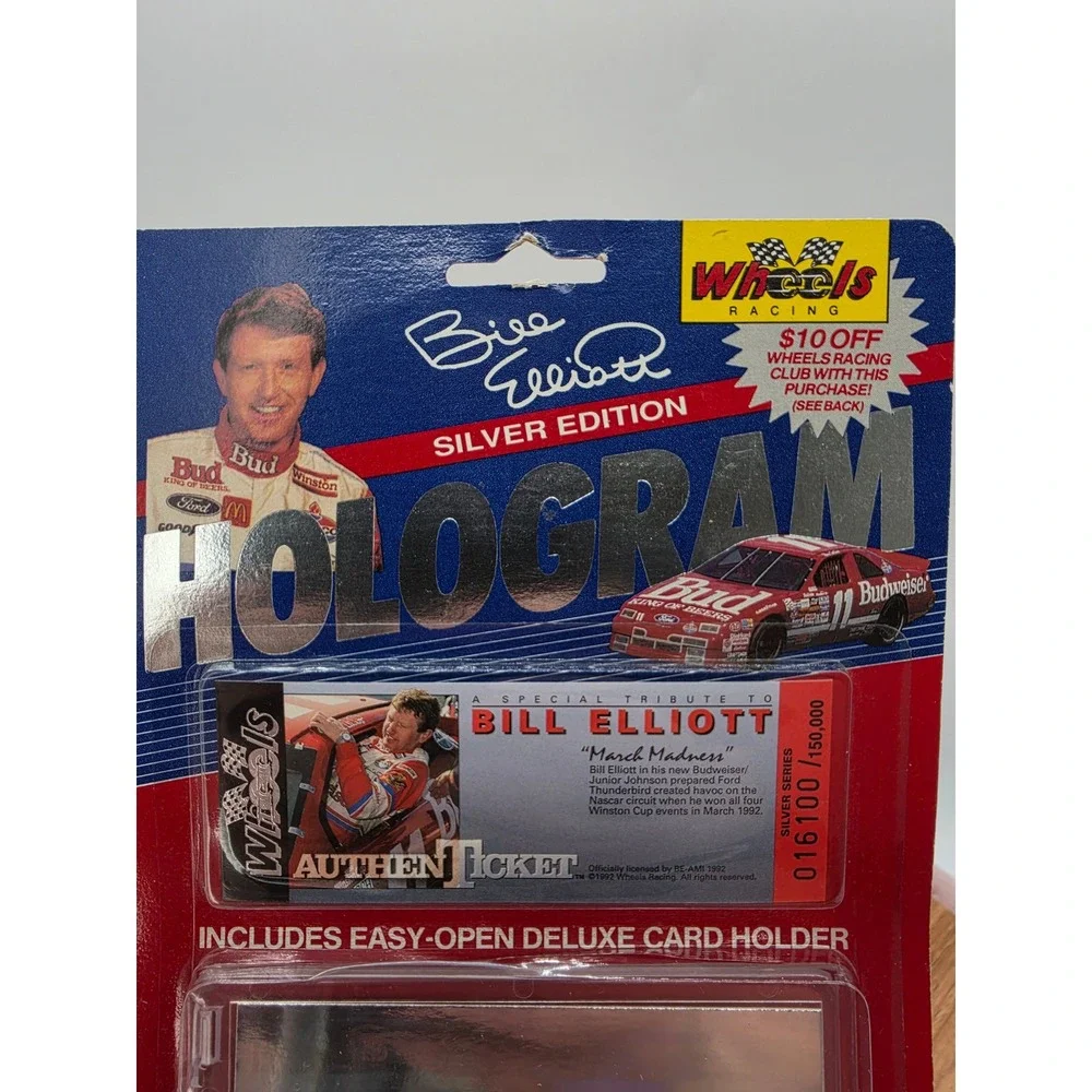 1992 Wheels Racing Bill Elliott Silver Edition Hologram Card Nascar New